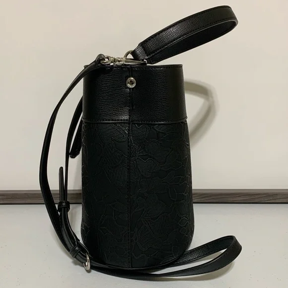 Karl Lagerfeld Paris™ Black Lace Embossed Maybelle Adele Bucket Bag-NWT